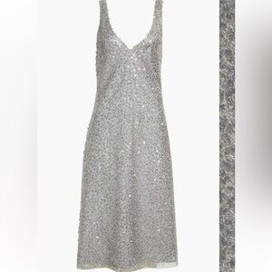 Vince Plunge Neck Sequin Silk Midi Slip Dress